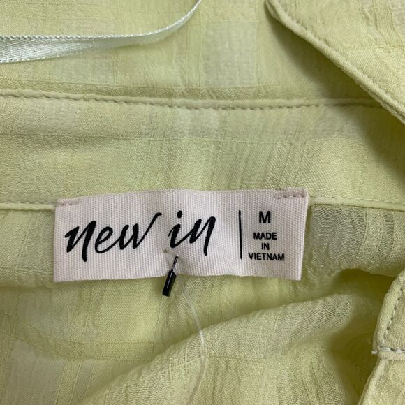 NewIn Shirt Womens M Medium Lime Light Semi Sheer Button Front Johnny Collar - Picture 11 of 15